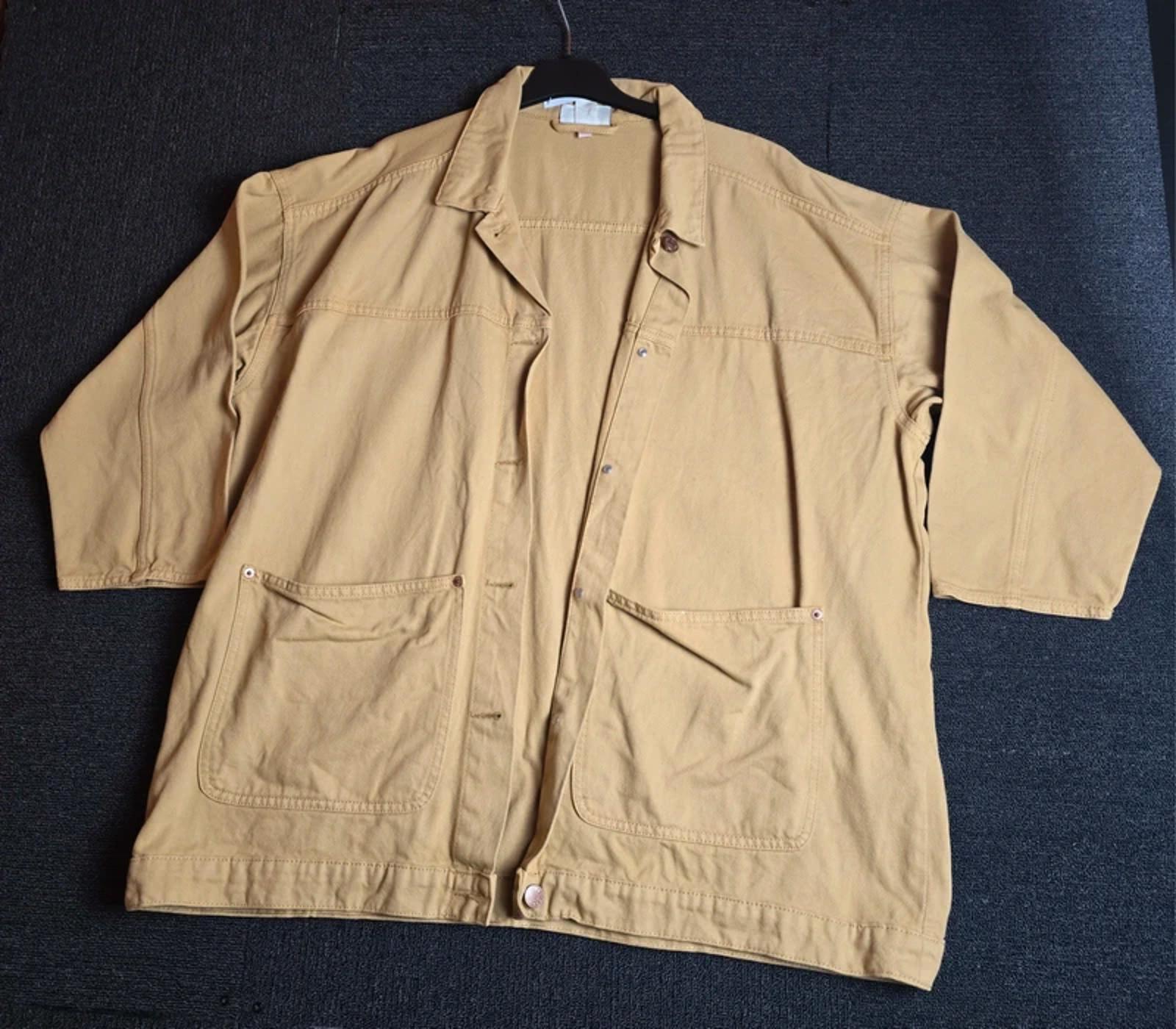 Monki Beige Oversized Jacket  M Suit Size 12/14 Cotton Button Up Patch Pockets