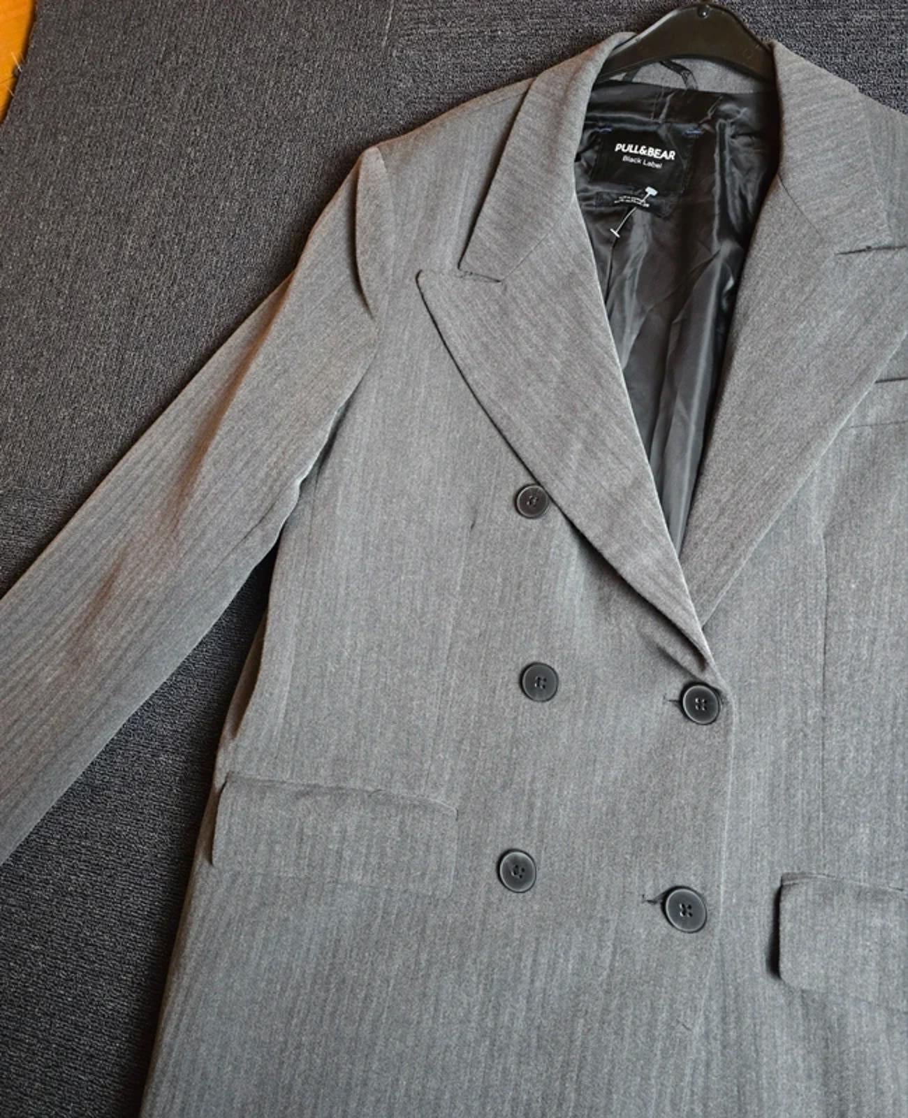 Pull & Bear Black Label Grey Oversized Blazer M Size 10/12 Lined