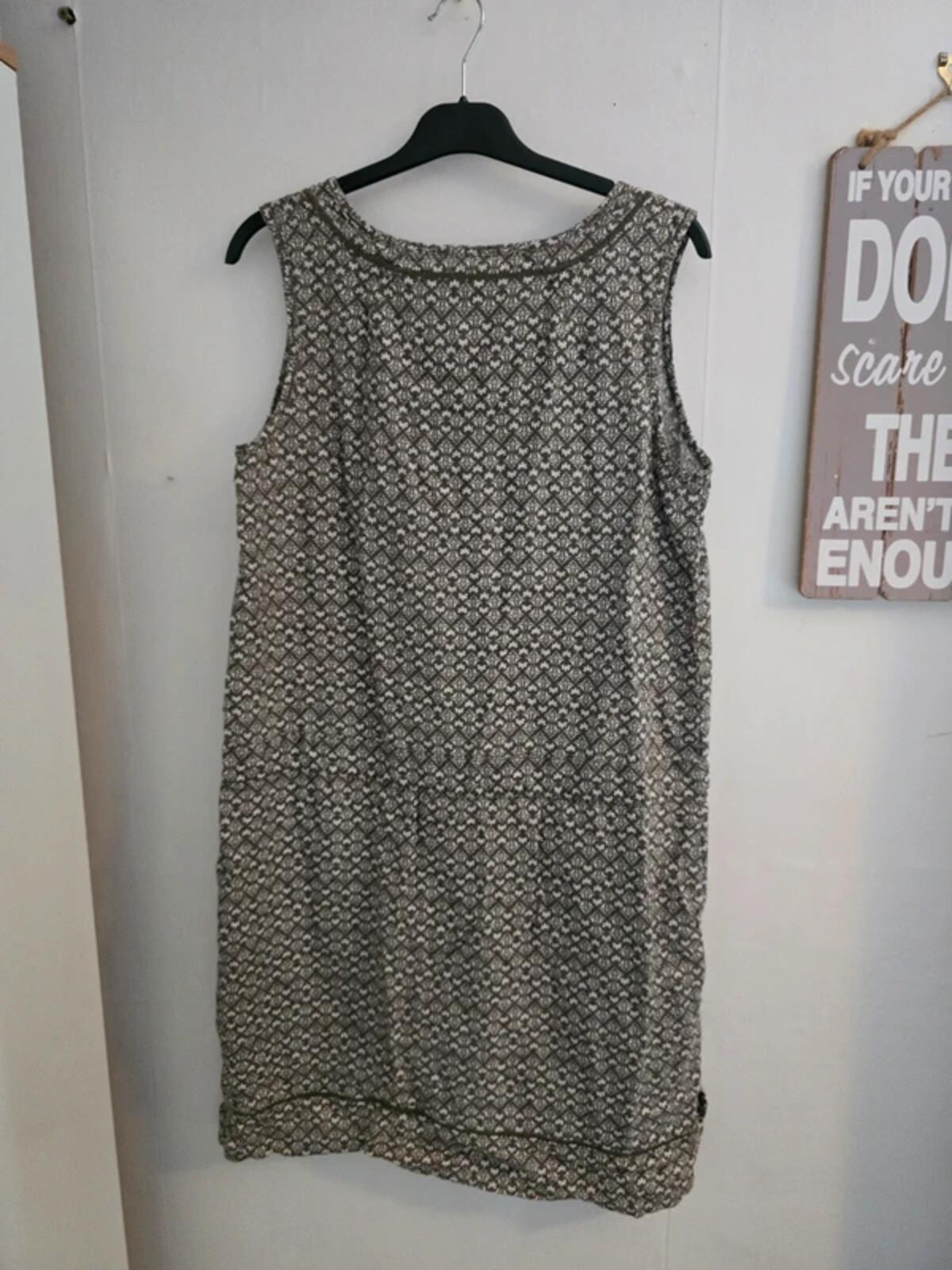 Next Green & White Patterned Linen-Look Tunic Dress Size 14