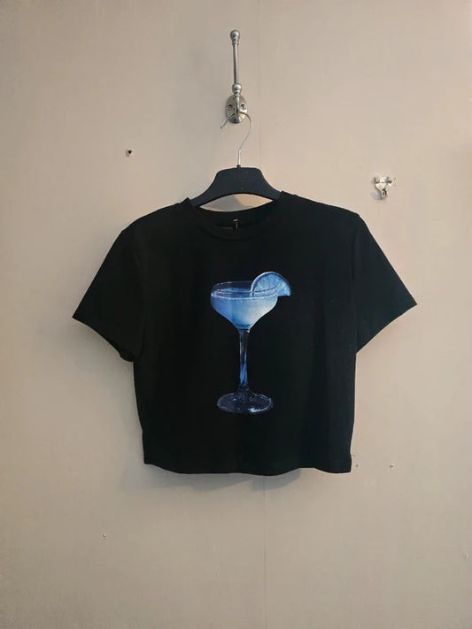 Shein Black Casual Short Sleeved Crop Top Medium Size 10-12