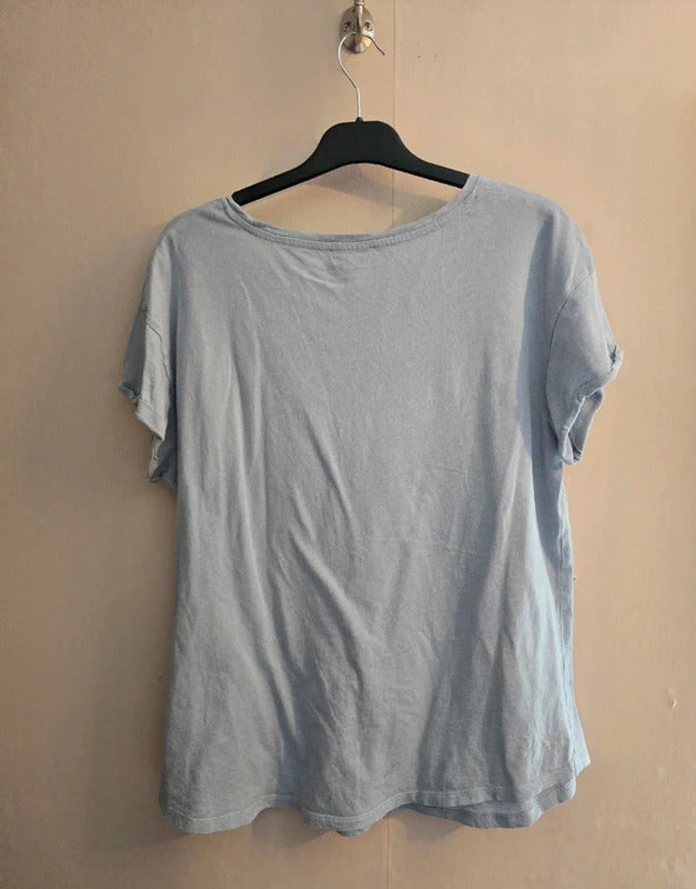 Matalan Light Blue Short Sleeved Relaxed Fit Cotton T-Shirt M Size 12-14