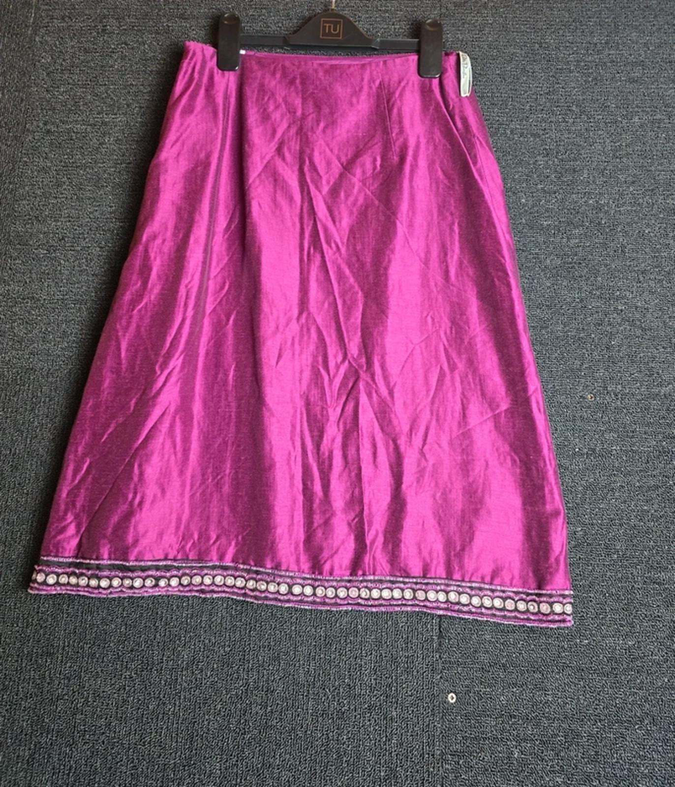 Betty Barclay Purple Beaded Hem Vintage Midi Skirt Size 10