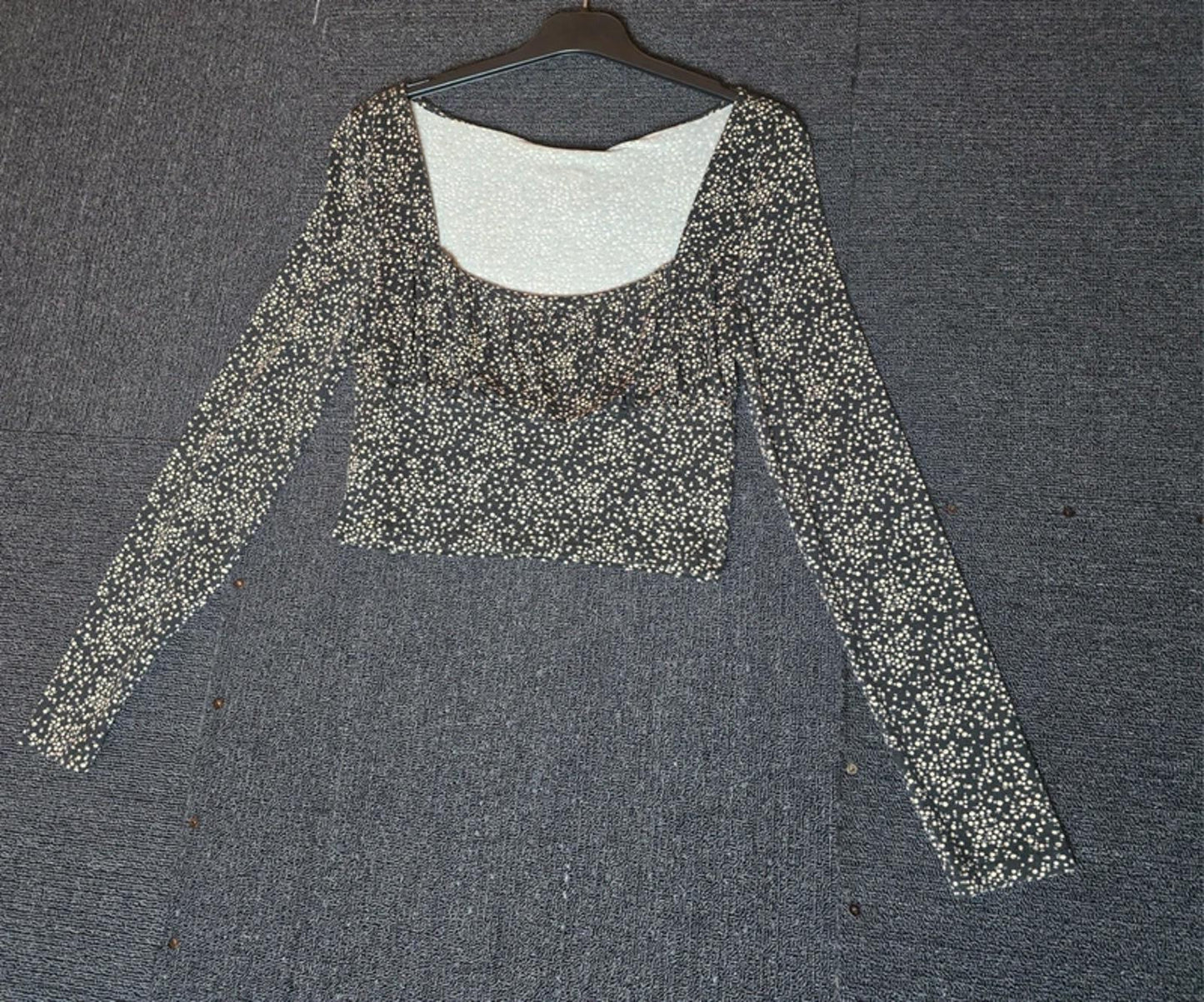 Topshop Long Sleeve Ruched Crop Top size 12