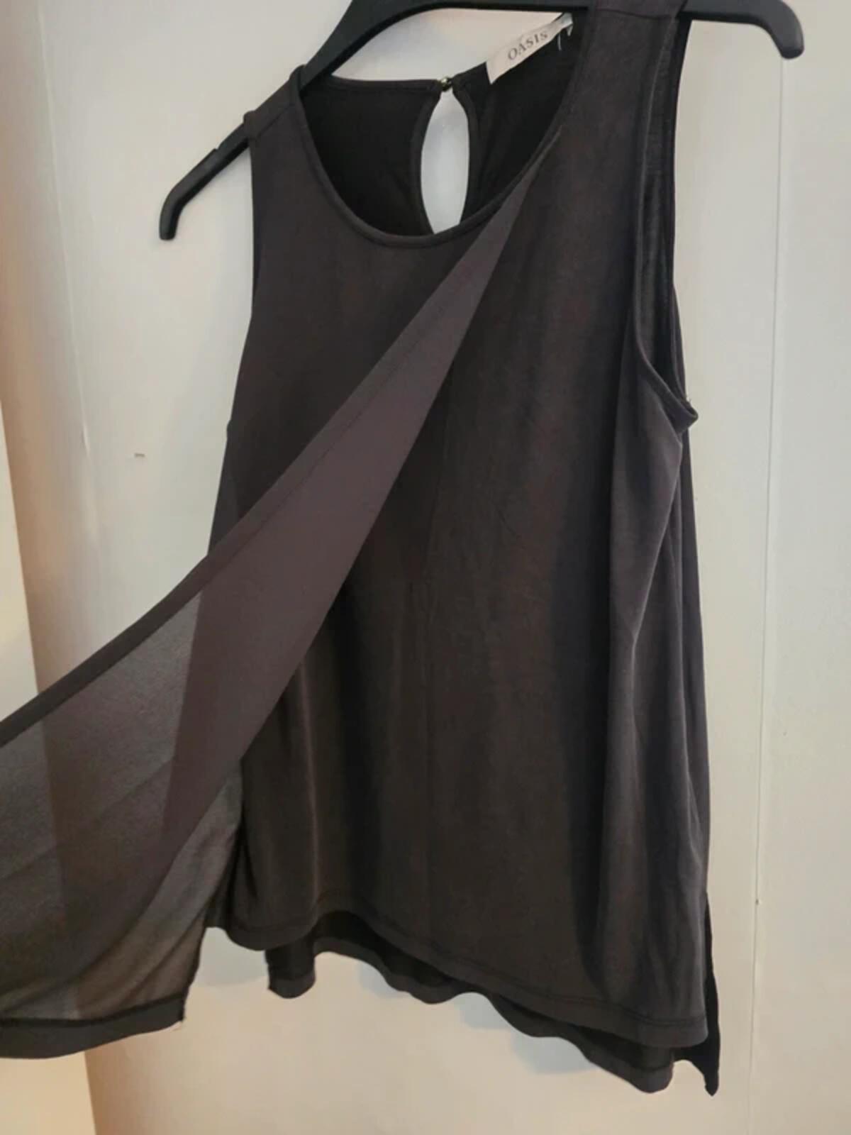 Oasis Grey Layered Sleeveless Vest Top M Size 10-12