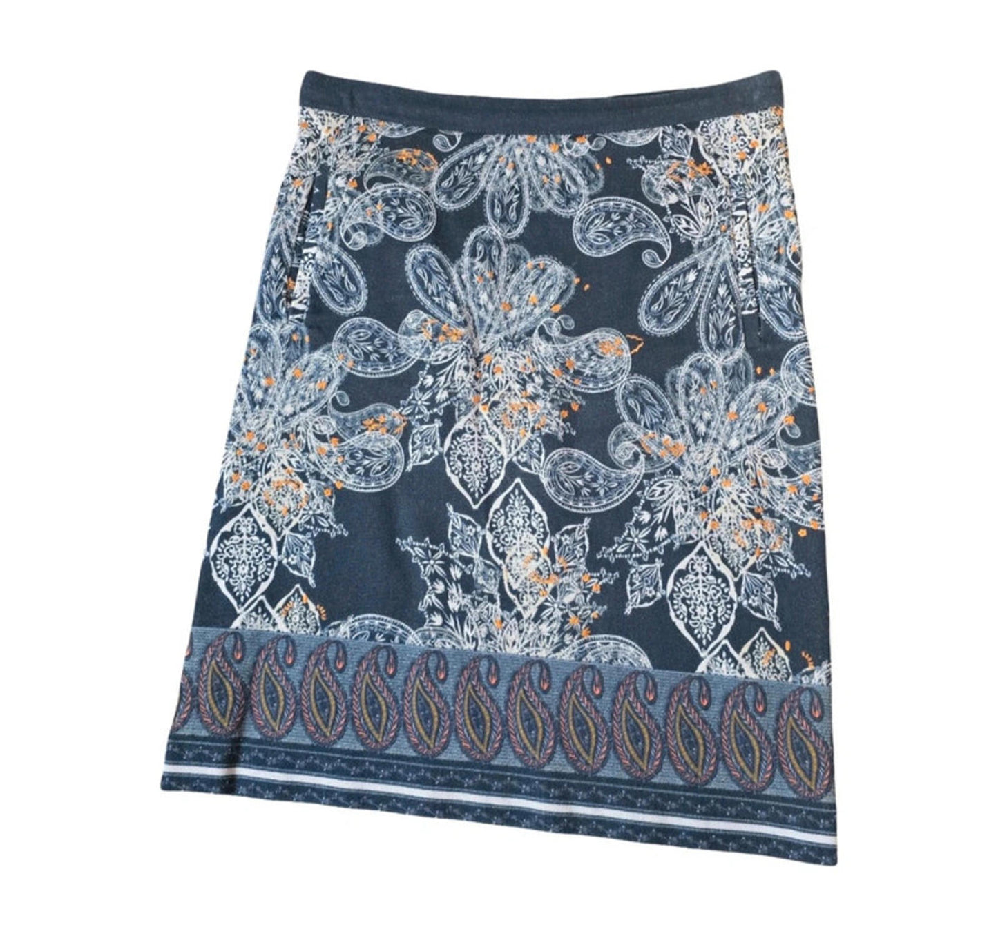 White Stuff Navy Floral Skirt Size 10 Knee Length Causal