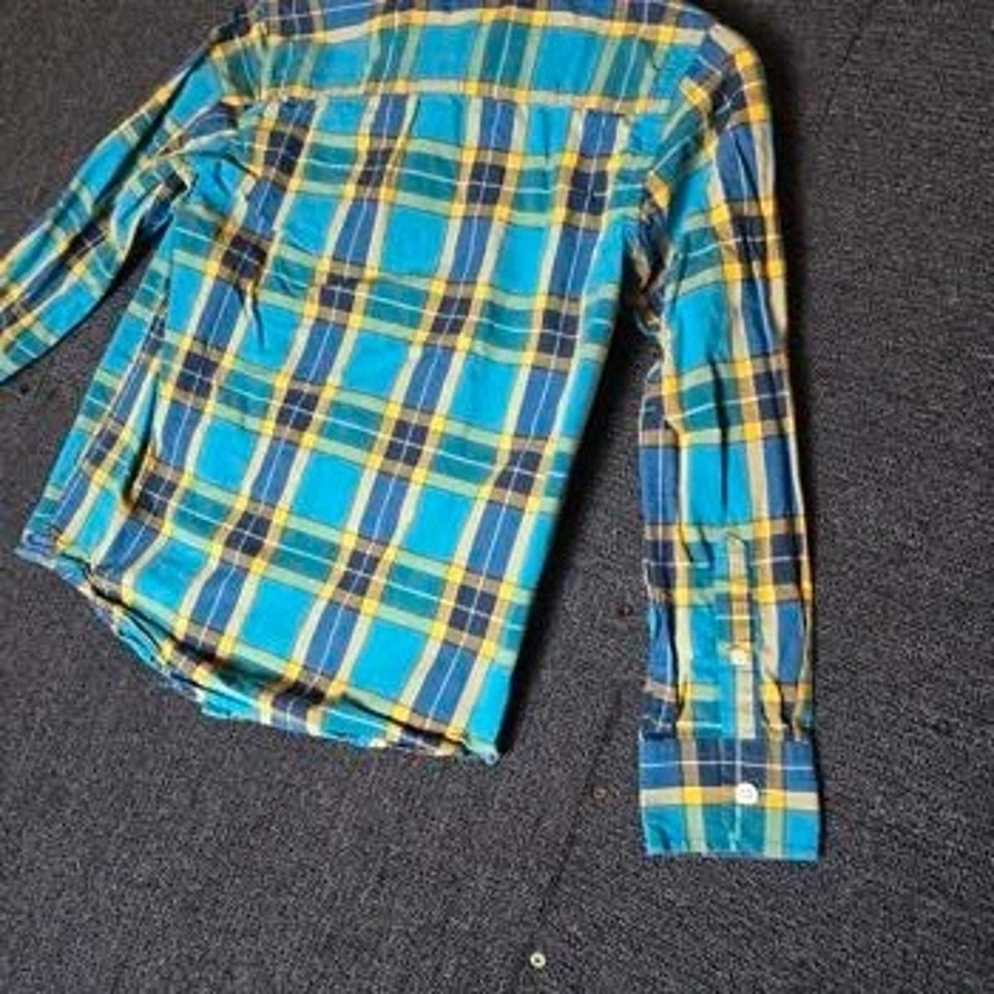 Gap Kids boys green blue & yellow checked long sleeved shirt boys 8-9years