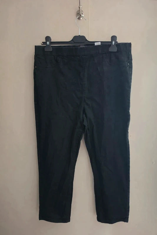 Matalan Black Cropped Elasticated Waist Slim Leg Jeggings Size 16