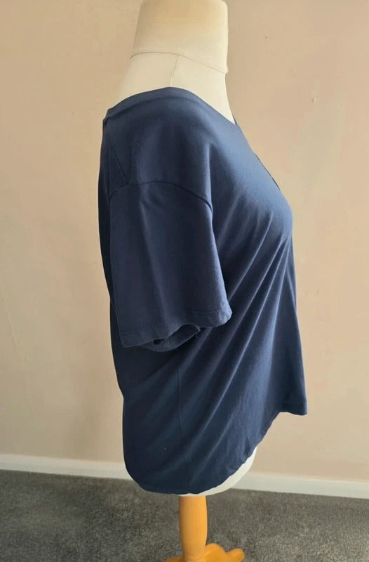 Ridge & Co Navy V-Neck Relaxed Fit Pocket T-Shirt Size 16