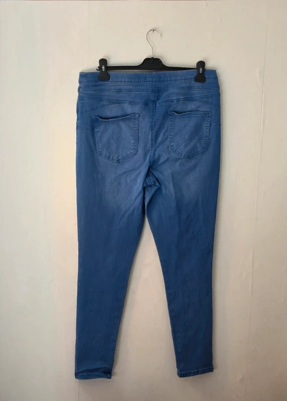 F&F Blue Denim Skinny Jeggings High Waisted Stretch Jeans Size 18 Regular