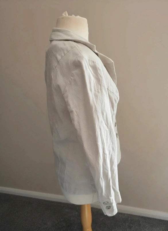 Per Una M&S Cream Linen Blend Tailored Unlined Smart Summer Blazer Size 14