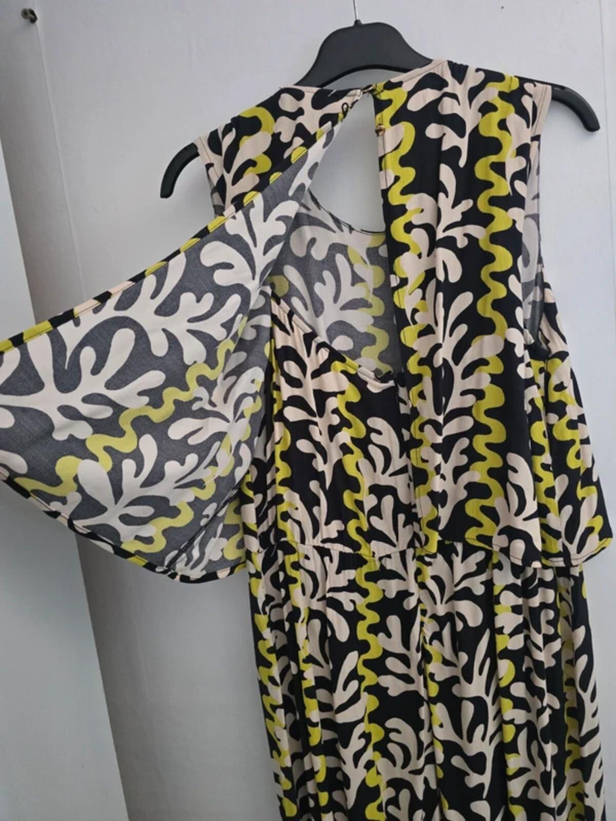 Phase Eight Green, Cream & Black Patterned Sleeveless Jumpsuit Size 14