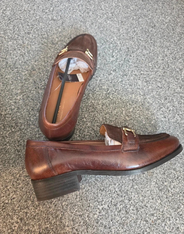 Next Brown Leather & Suede Horsebit Loafers Shoes UK 6 – New in Box