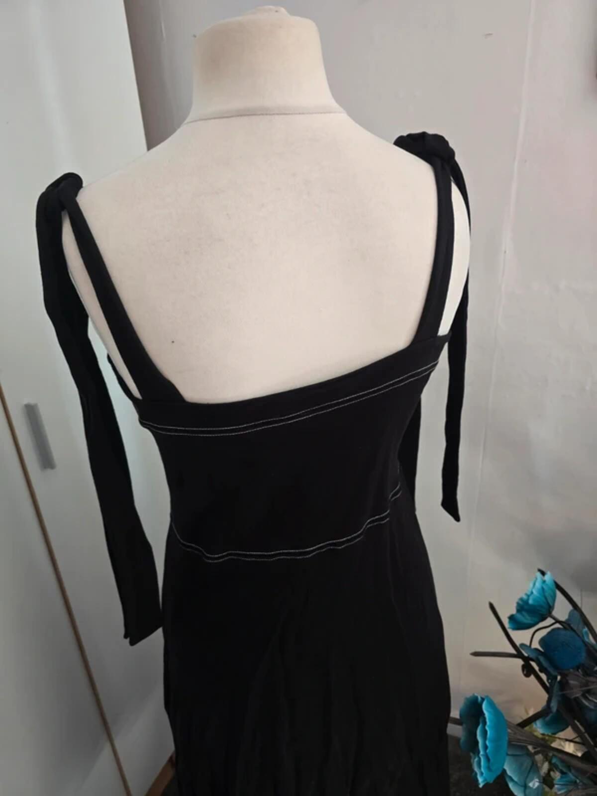 ASOS Black Embroidered Cotton Midi Dress NWT Size 12