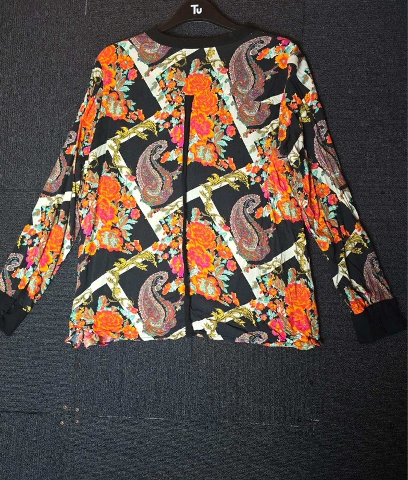Next black multicoloured floral long sleeved blouse size 20