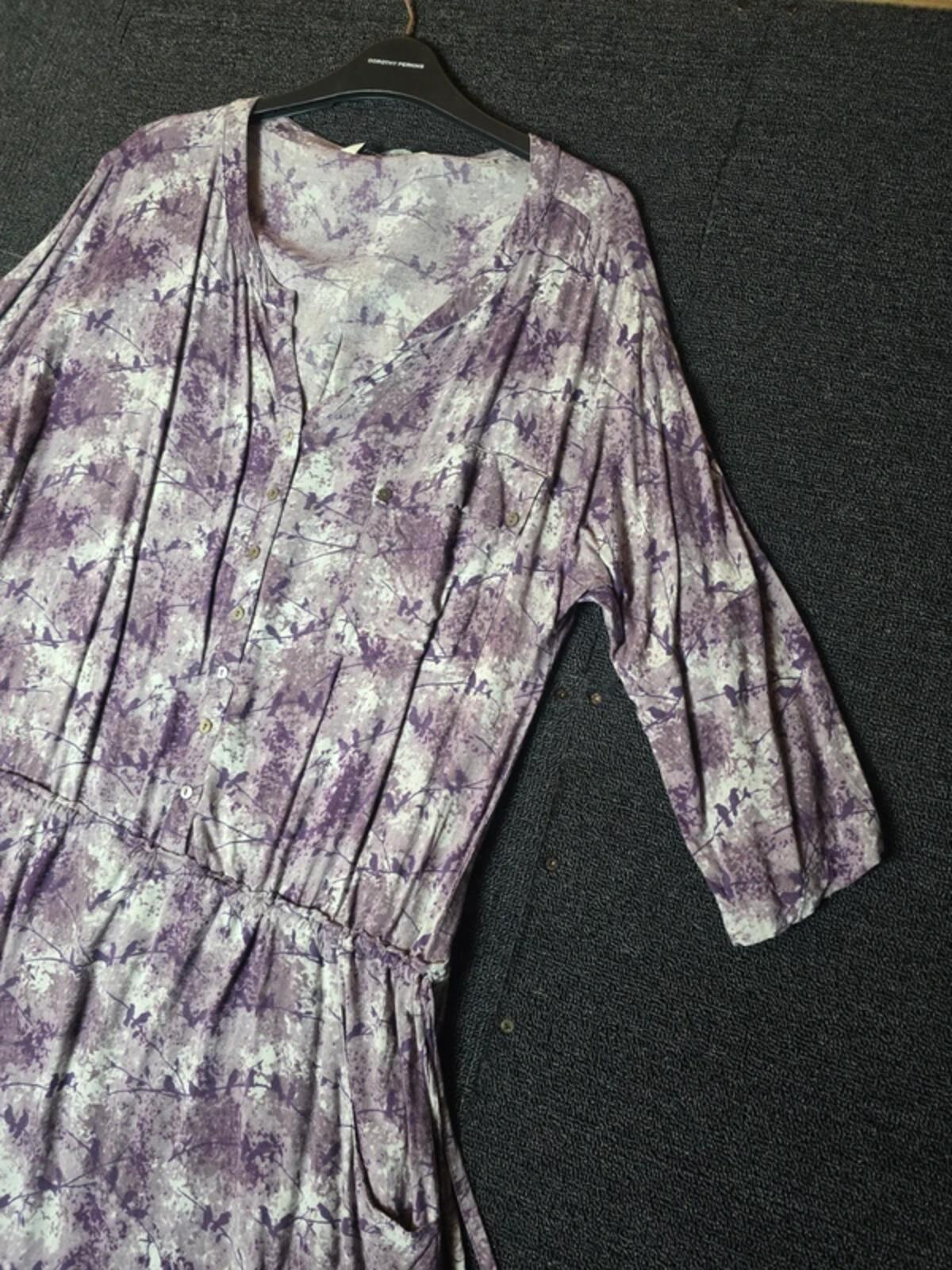 Laura Ashley purple patterned dress drawstring waist size 14