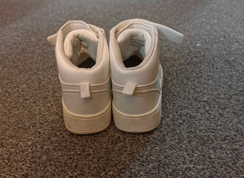 Primark Girls White High Top Trainers Velcro & Lace Up UK Size 1