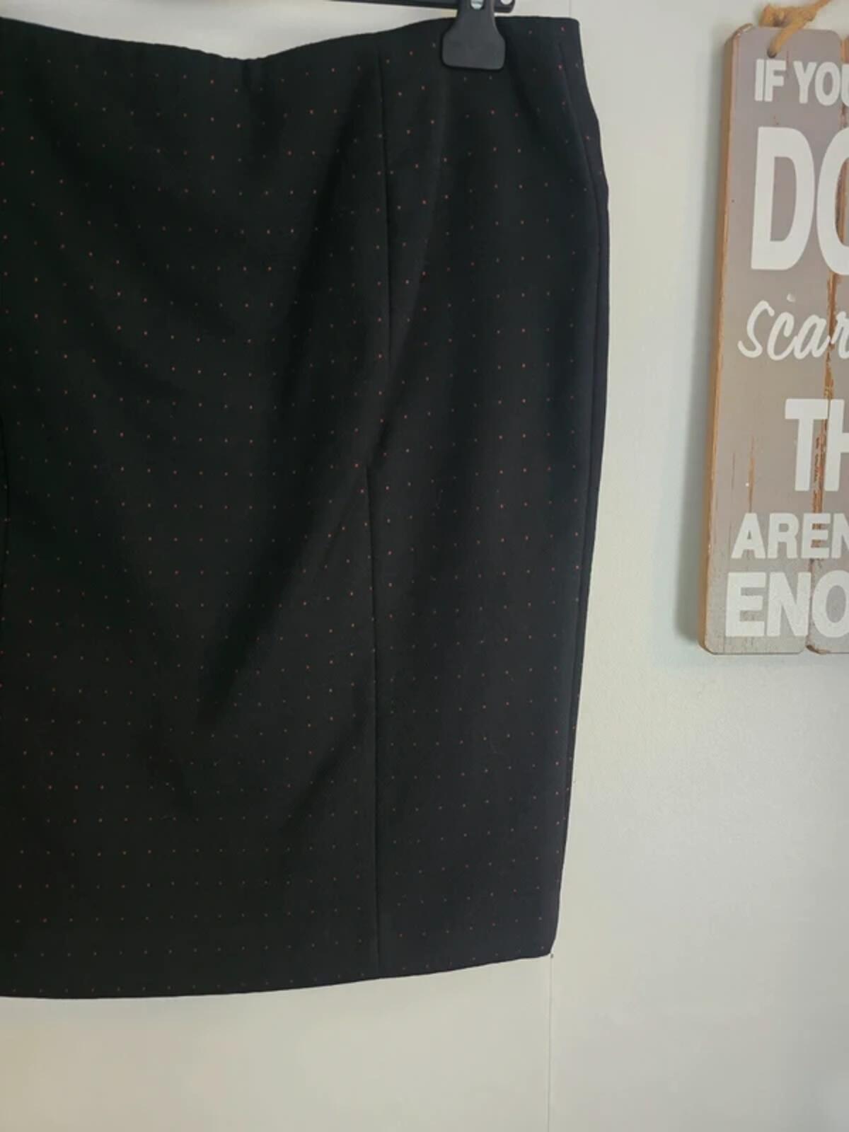 French Connection Black & Red Polka Dot Knee Length Dress - Size 12