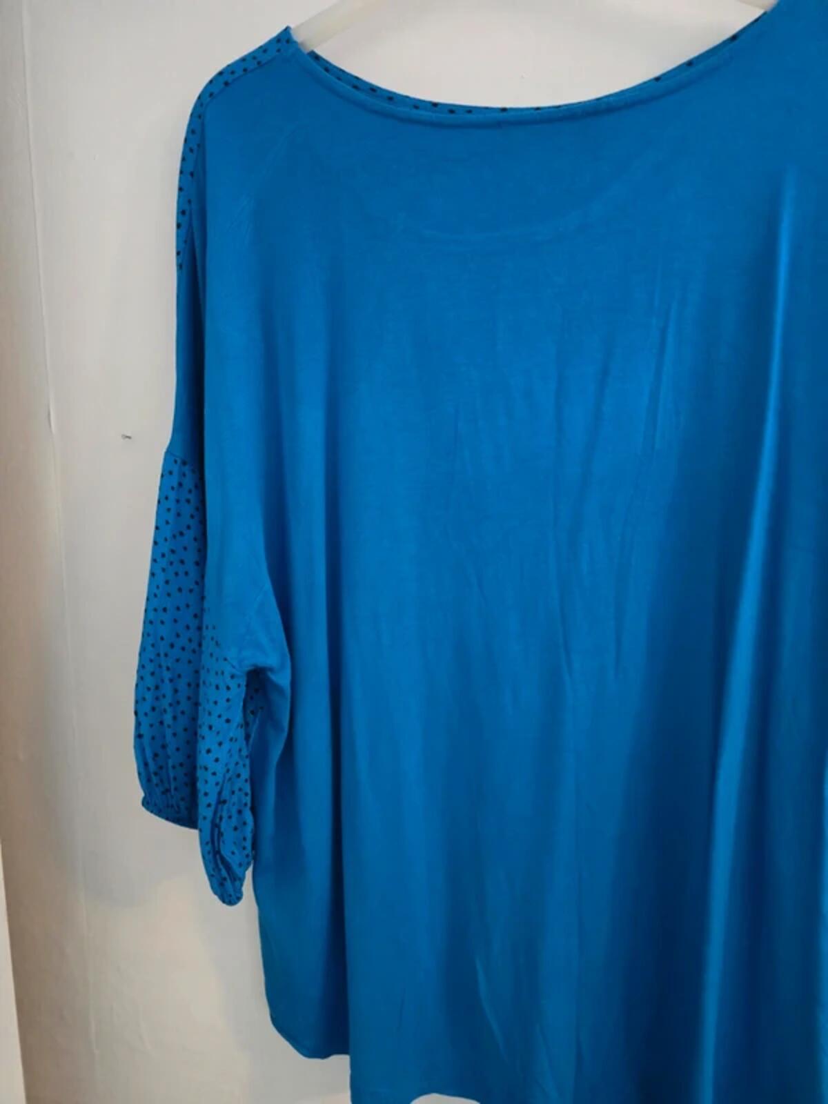F&F Blue Polka Dot 3/4 Sleeve Relaxed Top Size 20