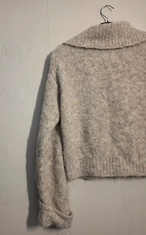 River Island Girls Cream Bouclé Knit Quarter Zip Jumper Age 11–12 Years