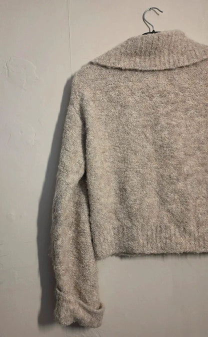 River Island Girls Cream Bouclé Knit Quarter Zip Jumper Age 11–12 Years