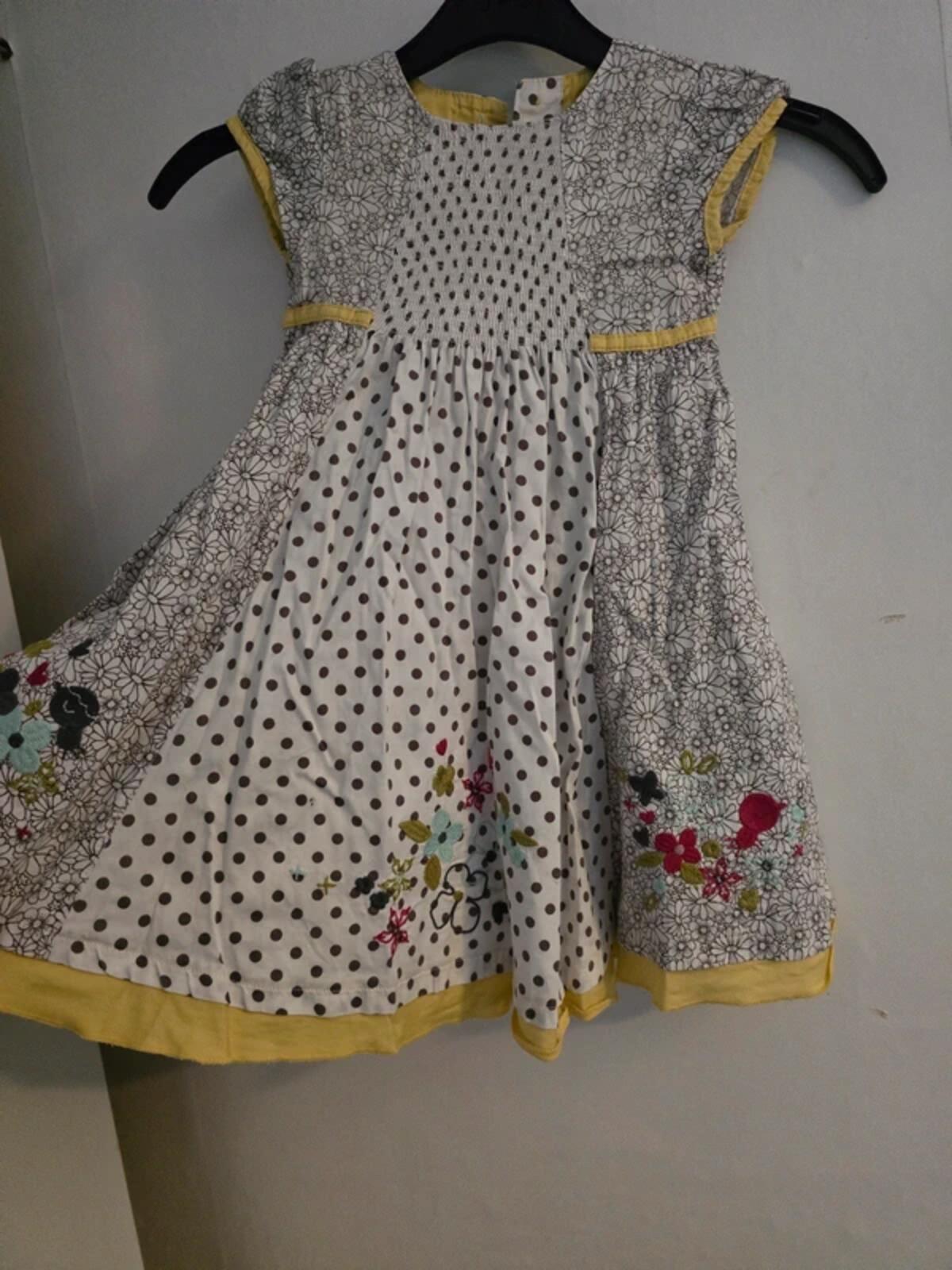Marks and Spencer Girls Floral and Polka Dot Cotton Dress 18-24 Months