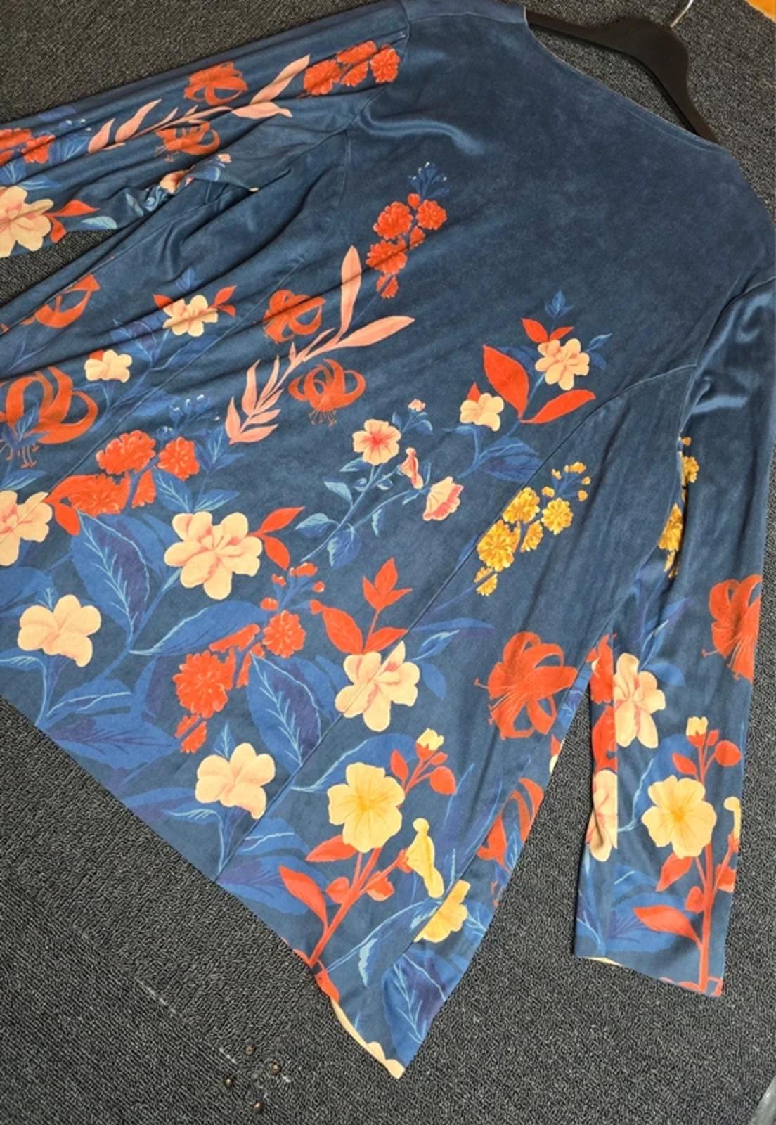 Cotton Traders Open Cardigan Blazer Navy & Multicolour Size 16 Floral