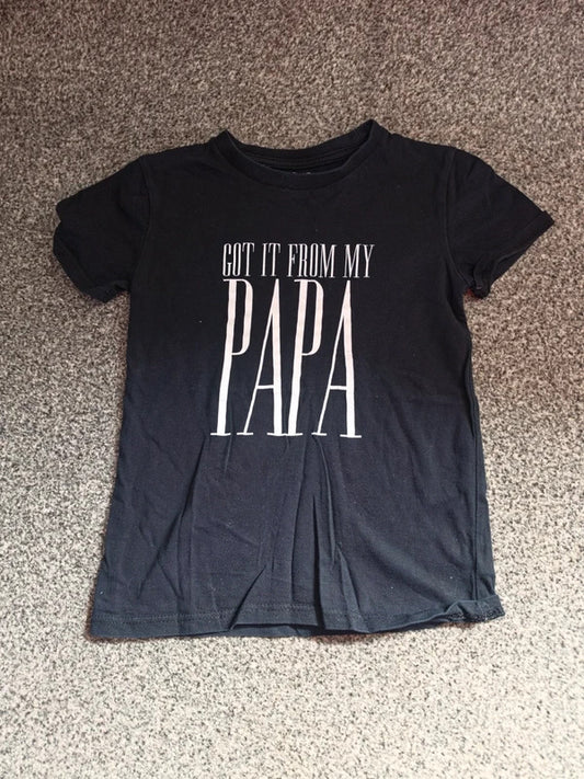 River Island Girls Black "Got It From My Papa" Slogan T-Shirt Age 4-5 Years