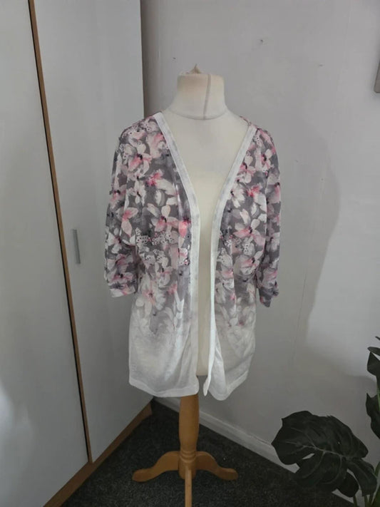 RJR John Rocha Sheer Floral Open Cardigan Size 14