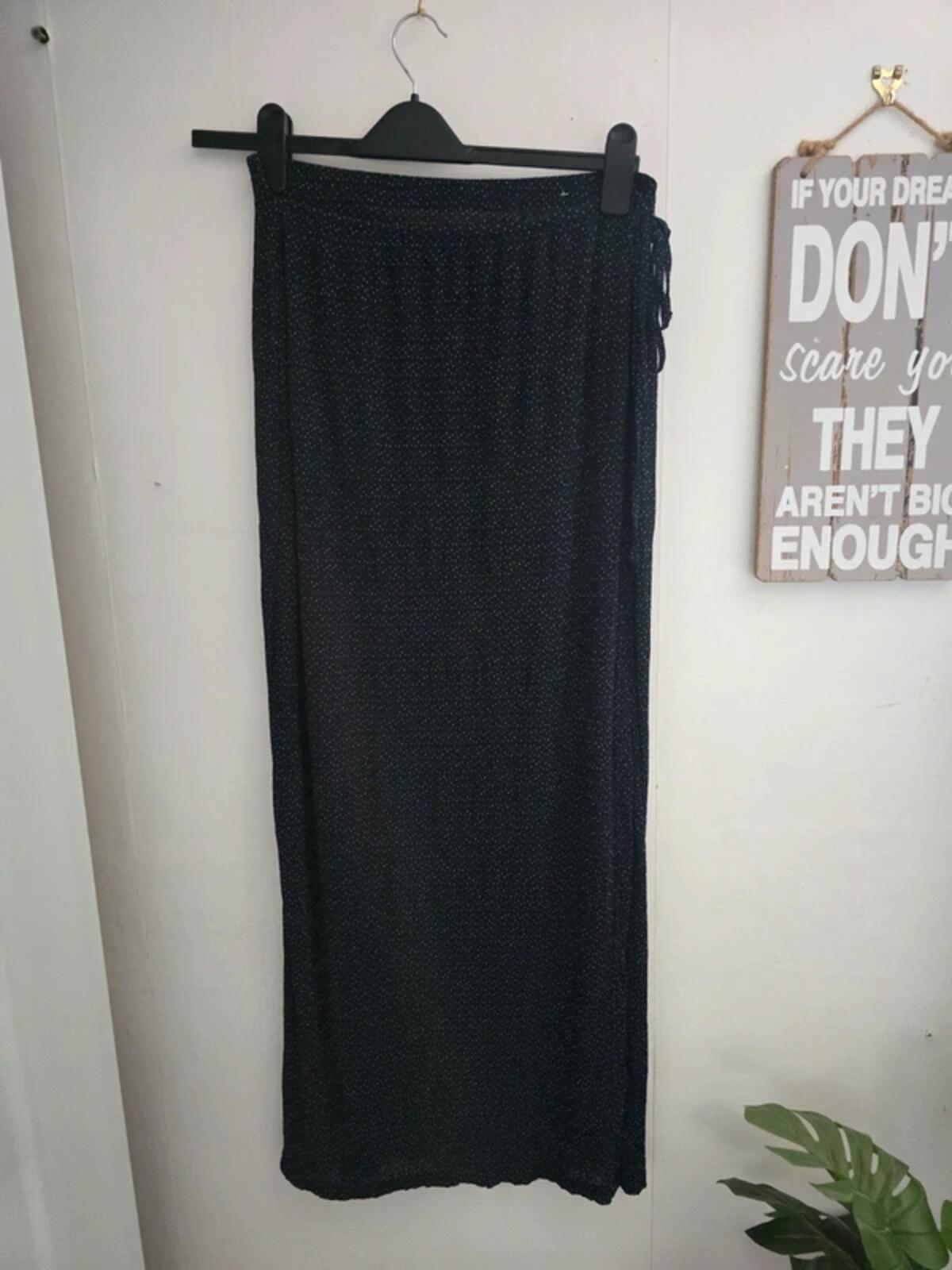 Tu Navy & White Polka Dot Wrap Maxi Skirt Size 14