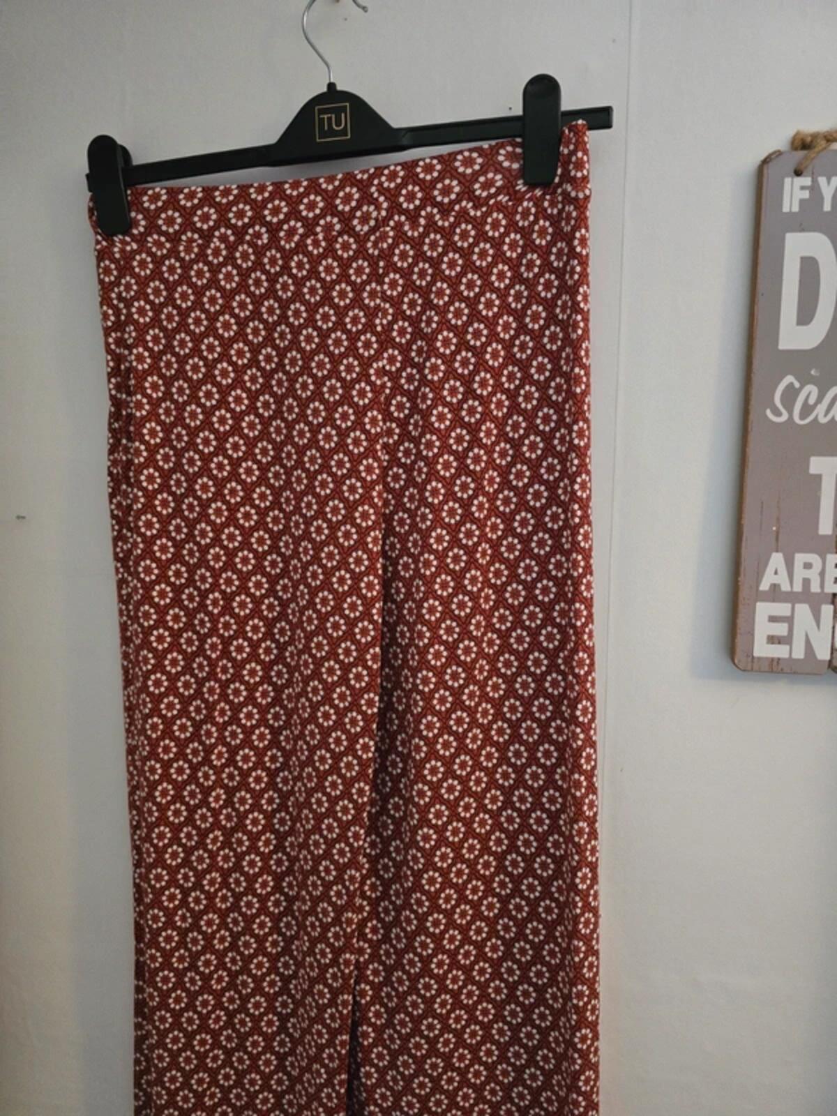 Next Orange & White Patterned Wide Leg Trousers Size 10 Regular NWT Lightweight