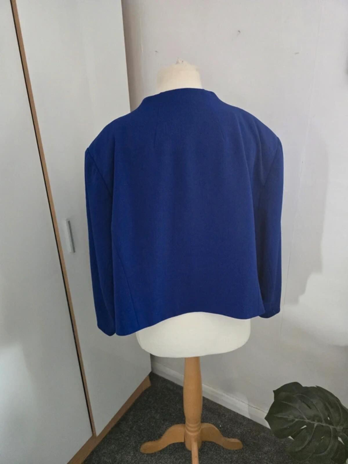Joanna Hope Royal Blue Open Front Blazer Size 32