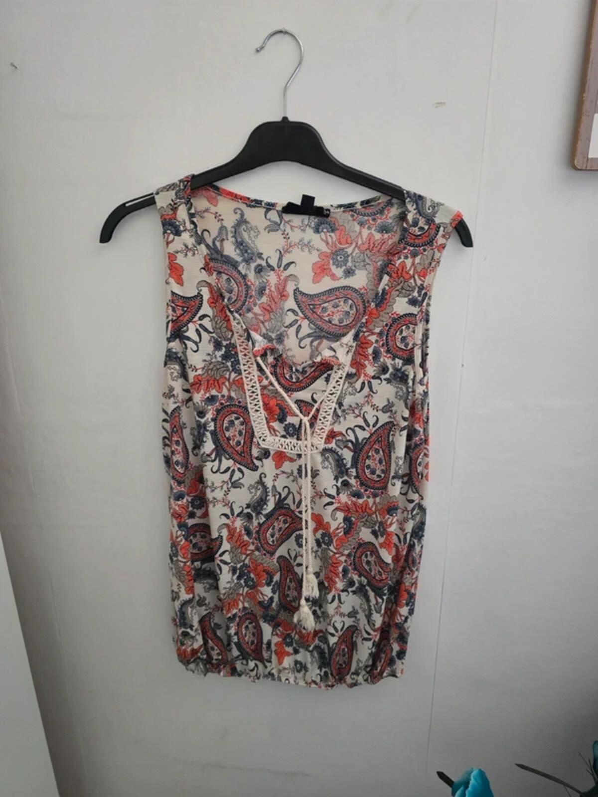 Corvia Multicoloured Patterned Sleeveless Vest Top S Size 10-12