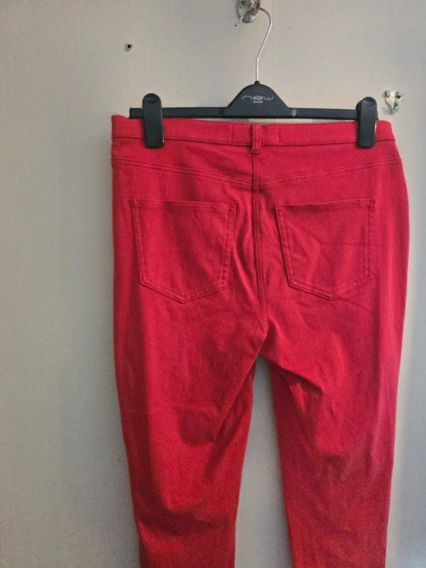 Next Vibrant Red High Waisted Cropped Stretchy Jeggings Size 16