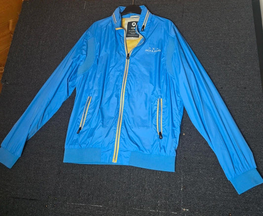 Jack & Jones Jacket Blue & Yellow Size XL Hood Lightweight Mens