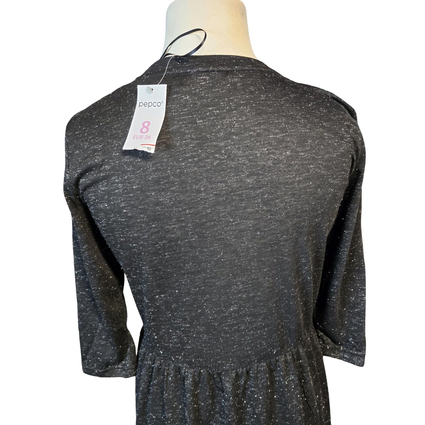 Pep & Co Black Glitter Tiered Dress – Size 8 – NWT