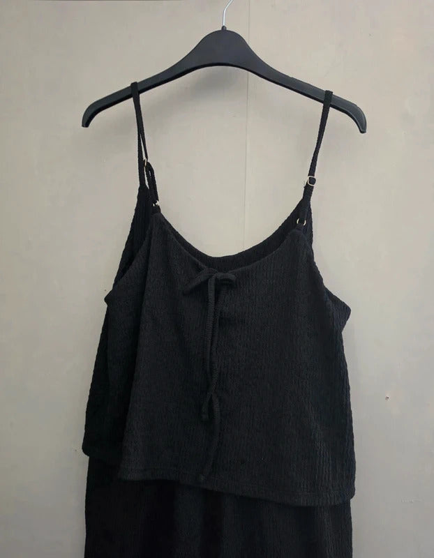 Nutmeg Black Layered Textured Cami Playsuit Size 12