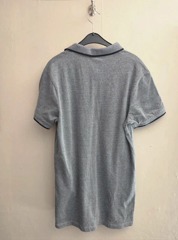 Primark Men's Grey Short Sleeve Cotton Polo Shirt Size Small