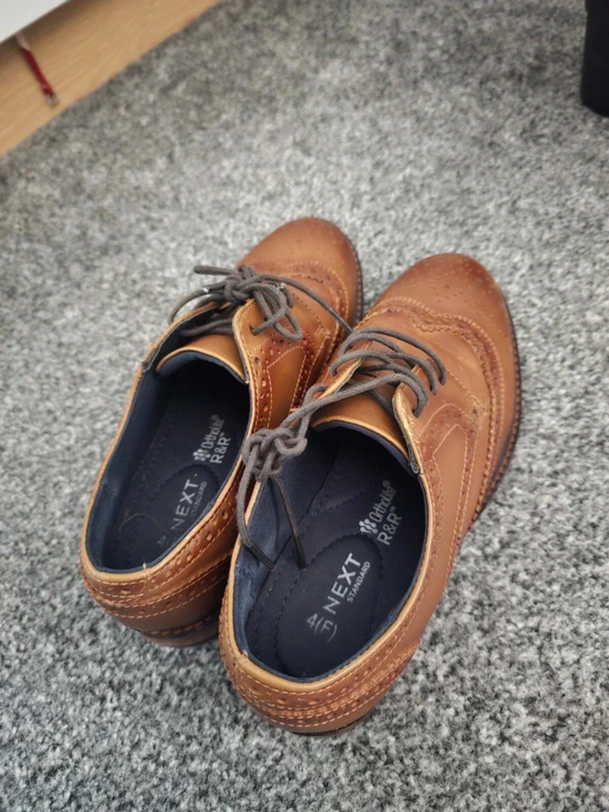 Boys Next Brown Formal Lace-Up Smart Shoes Size 4F (Junior)