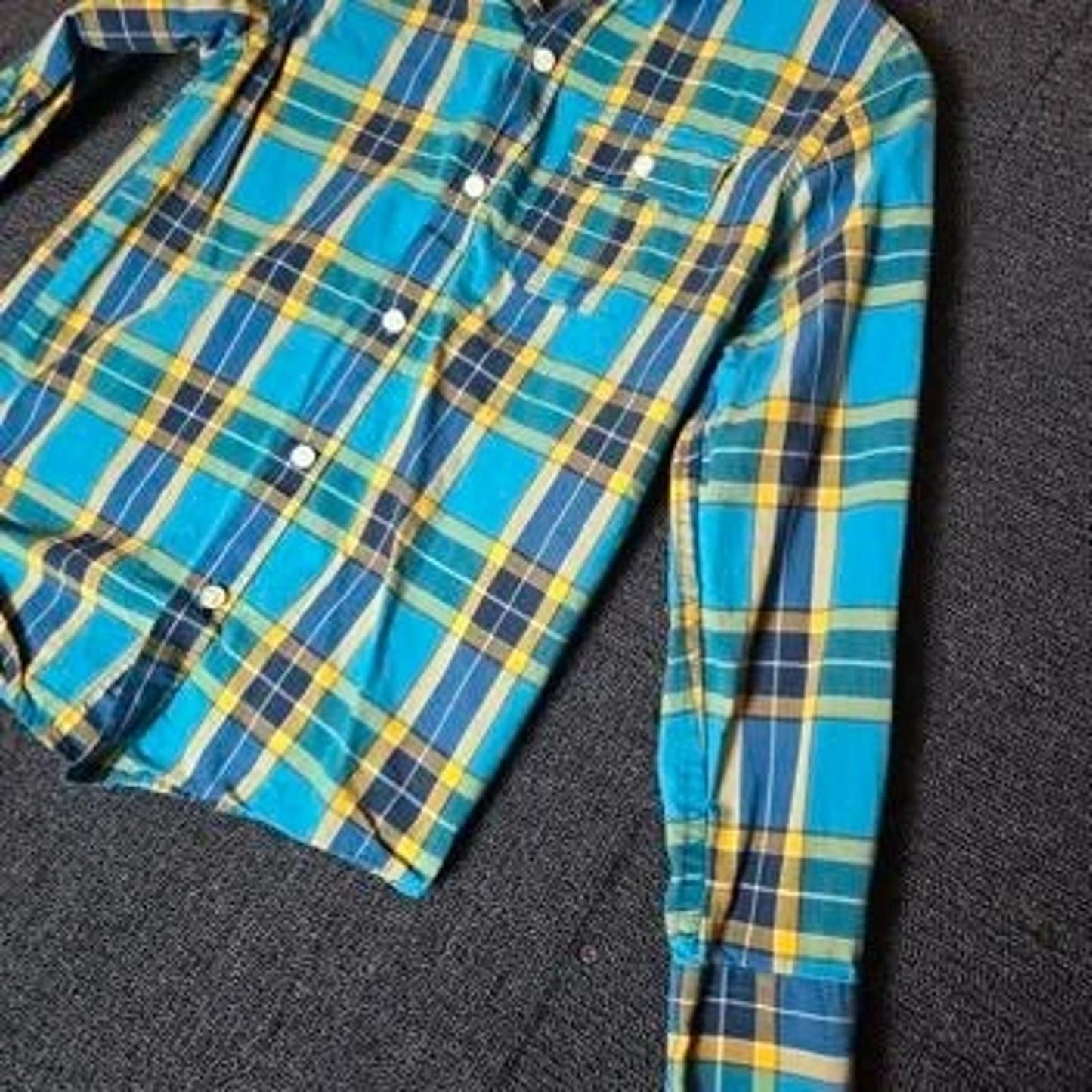 Gap Kids boys green blue & yellow checked long sleeved shirt boys 8-9years