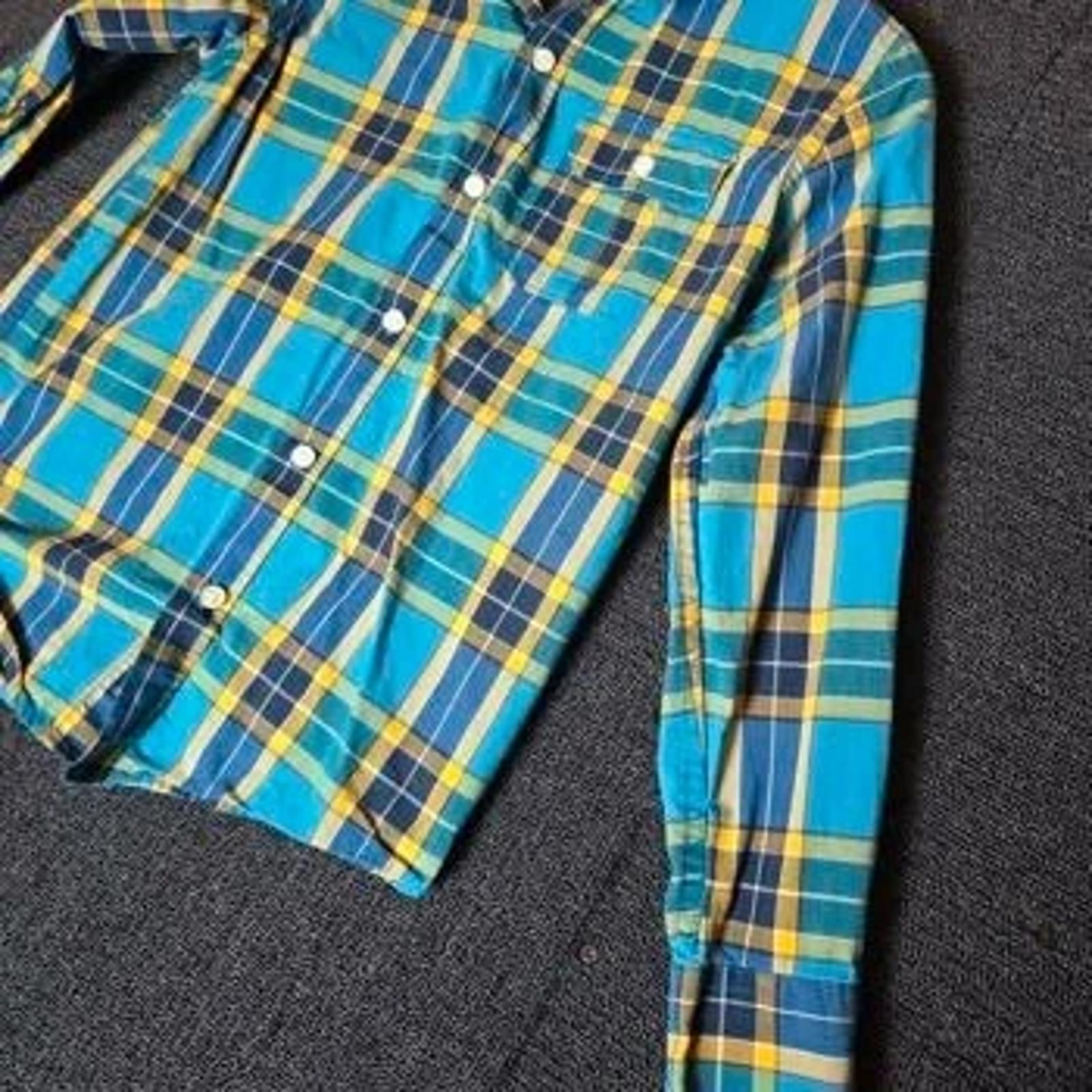 Gap Kids boys green blue & yellow checked long sleeved shirt boys 8-9years