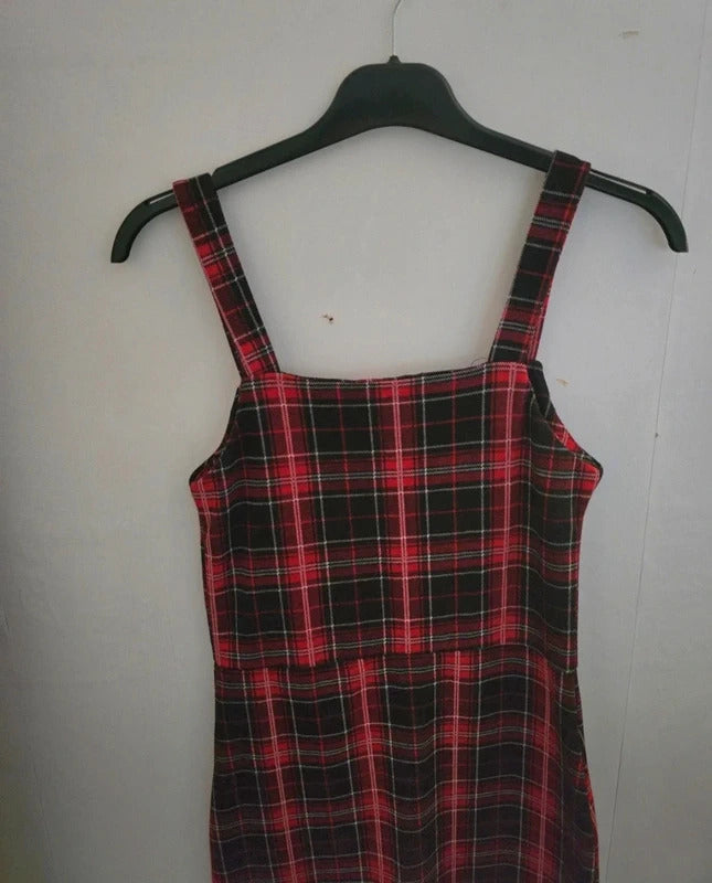 New Look Girls Red & Black Check Pinafore Dress 12-13years