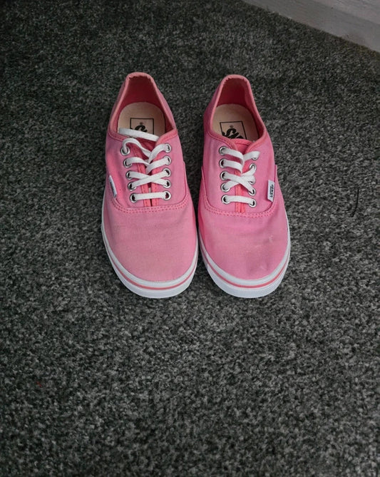 Vans Girls Pink Lace Up Canvas Skate Trainers Shoes Size UK 3