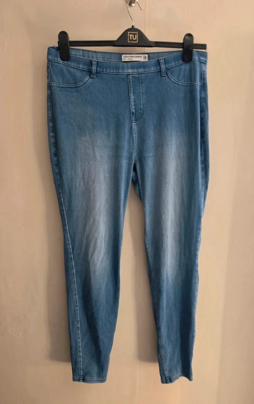 Light Blue High-Waisted Skinny Leg Stretchy Jeggings Size 18 Long