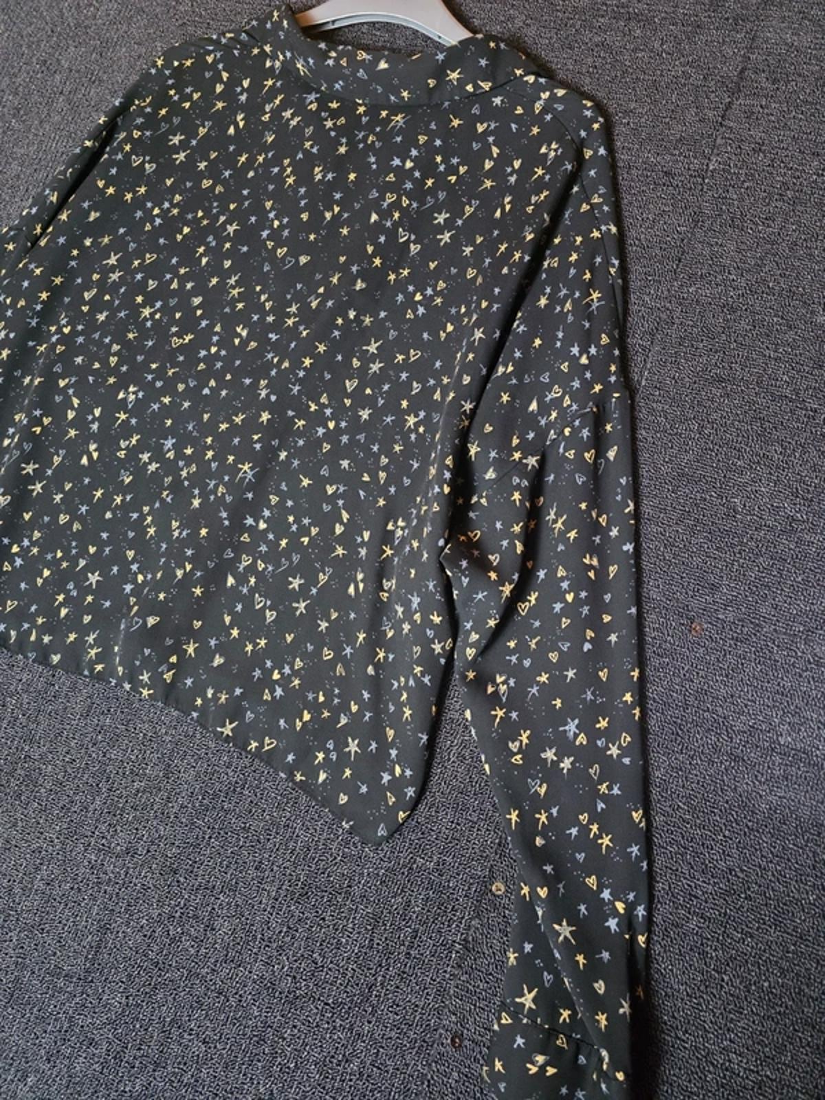 Primark black star print long sleeved relaxed shirt size 16