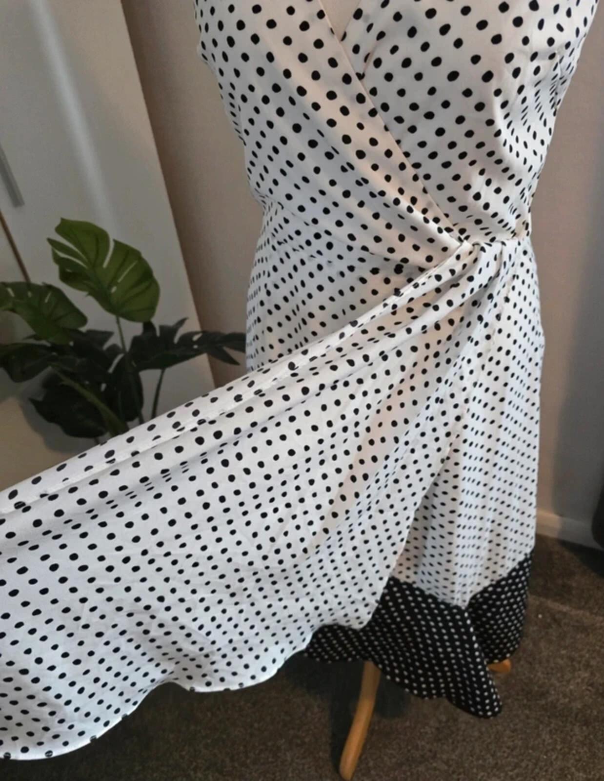 NWT Lavish Alice Asymmetrical Polka Dot Dress  Monochrome Glam size 12