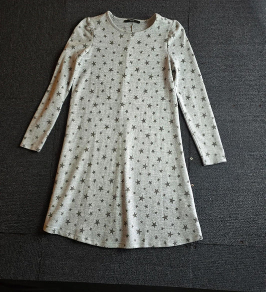 George Jumper Dress Grey Size 8 Star Print Casual Knee Length