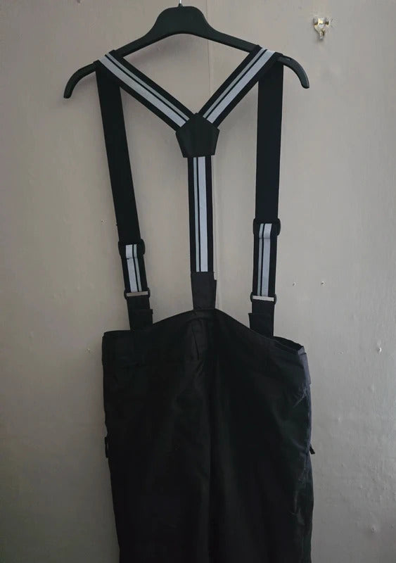 Decathlon Men's Black & White Lined Ski Trousers with Removable Braces Size M