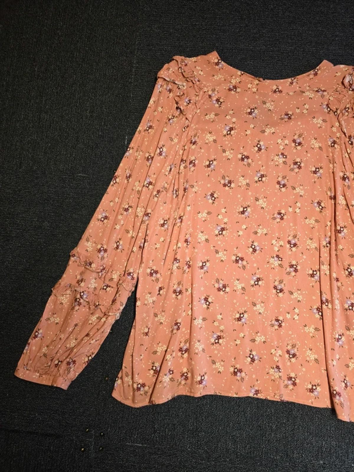 Pink Floral Blouse Size UK Size 20 Floaty Viscose Tu