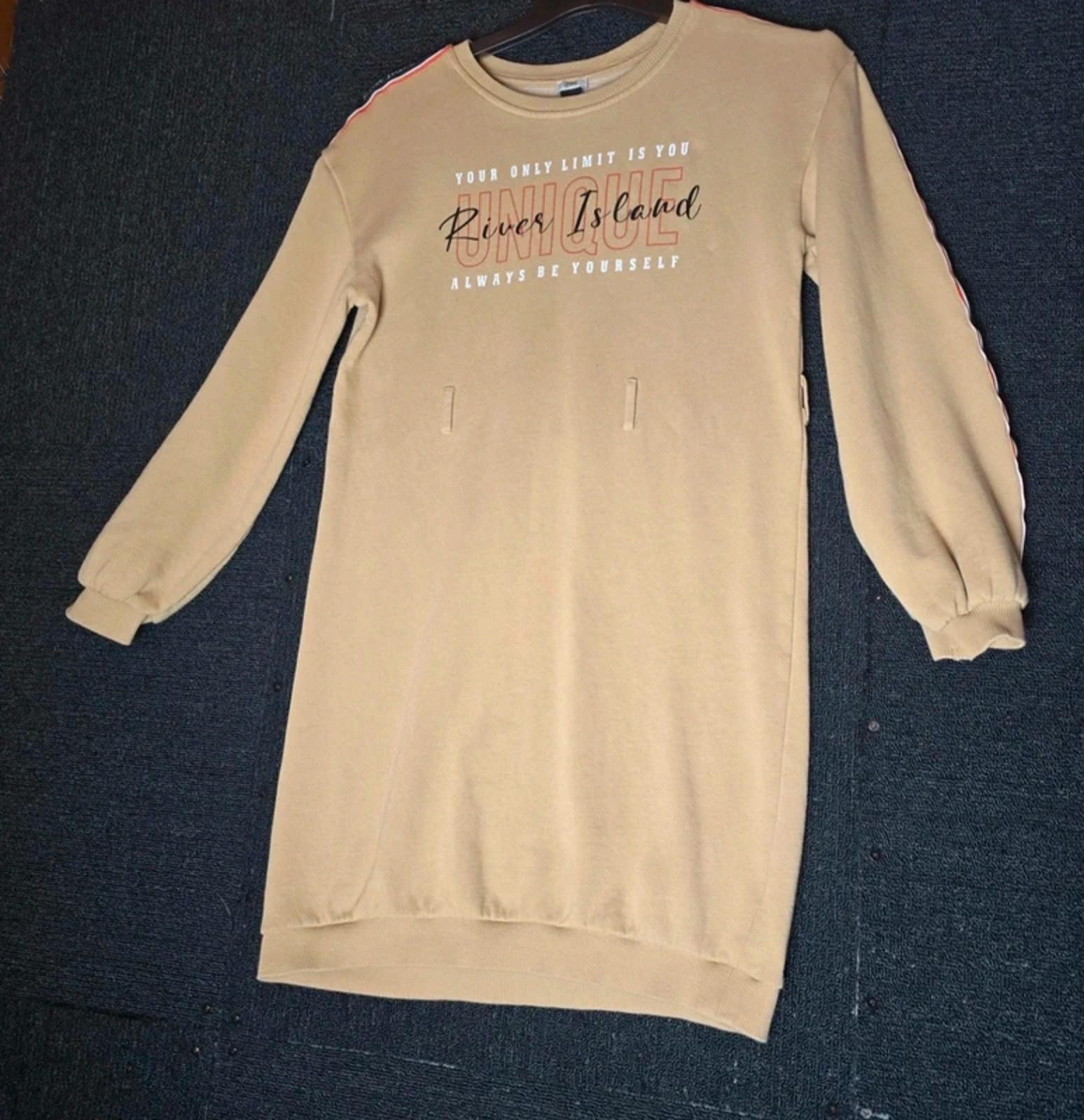 River Island beige long sleeved jumper dress 11-12years