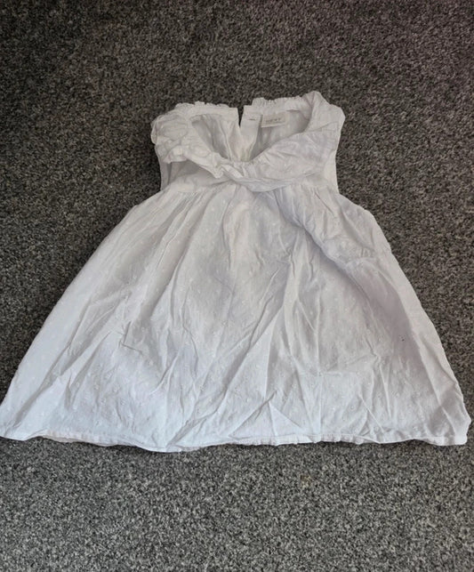 Next Girls White Swiss Dot Ruffle Collar Sleeveless Top / Tunic Age 3-4 Years